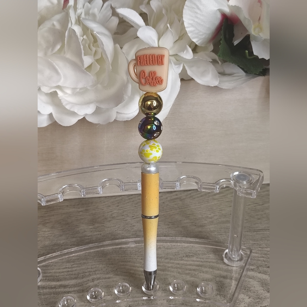 Coffee-Themed Beaded Pen